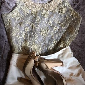 Banana Republic ivory silk & cotton skirt